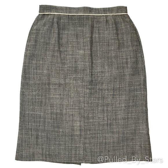 CAROLINA HERRERA Linen & Silk Blend Button-Front Pencil Skirt - EUC - Size 8 - Picture 3 of 17